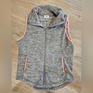 Women's L Old Navy Gray With Pink Trim Fleece Vest